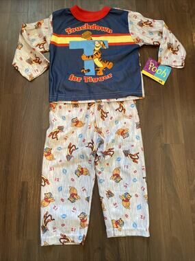 Y2K Vintage Disney Tigger Pajama Set 4T Pants/Long Sleeve Shirt Football Bears